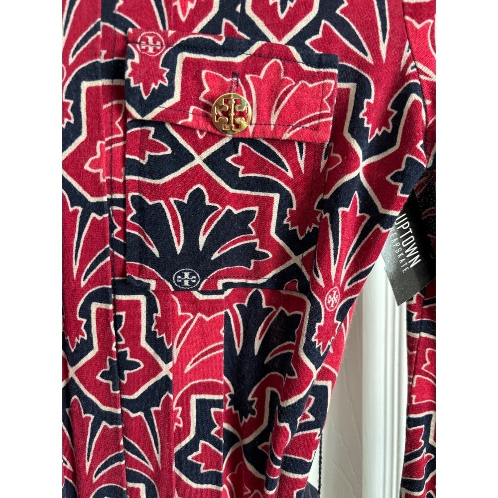Tory Burch Truman Silk Blend Dress Small Magenta Navy Geometric Belted - Picture 6 of 11